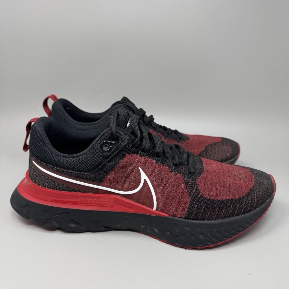 NIKE React Infinity Run Flyknit 2 Running Shoes Black Red Bred Sneaker Mens 11.5
